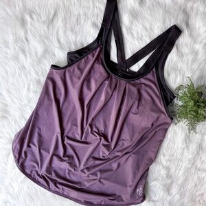 Body by Simply Noelle Workout Athletic Tank Top Size S Purple Black Built in Bra